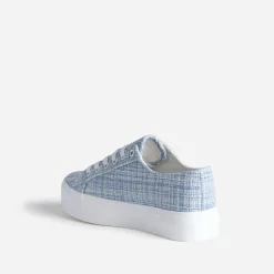 Texto Baskets^Tennis à plateforme e effet tweed BLEU