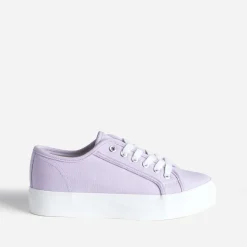 Texto Baskets^Tennis à plateforme parme en toile VIOLET