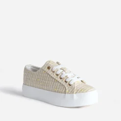 Texto Baskets^Tennis à plateforme effet tweed BEIGE
