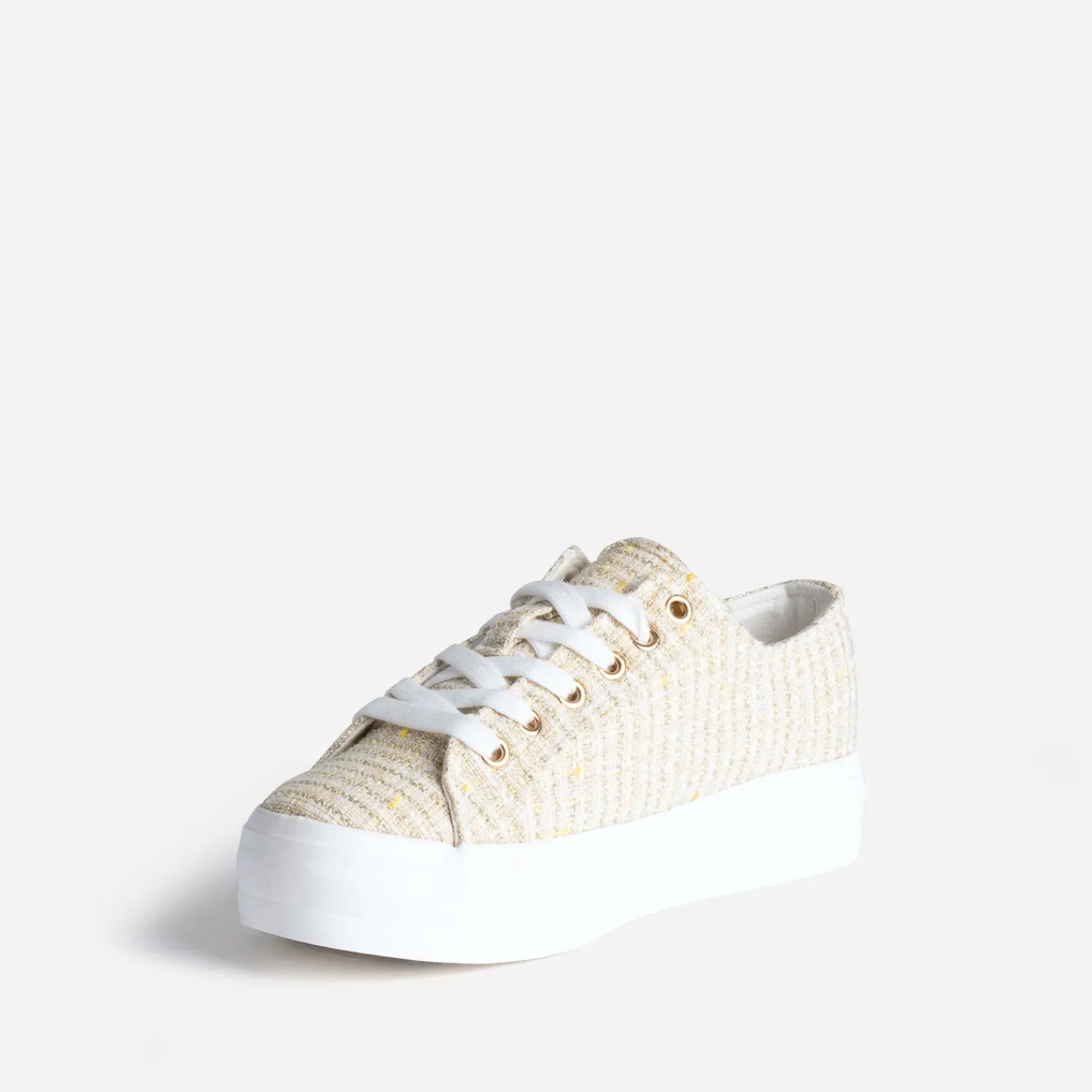 Texto Baskets^Tennis à plateforme effet tweed BEIGE