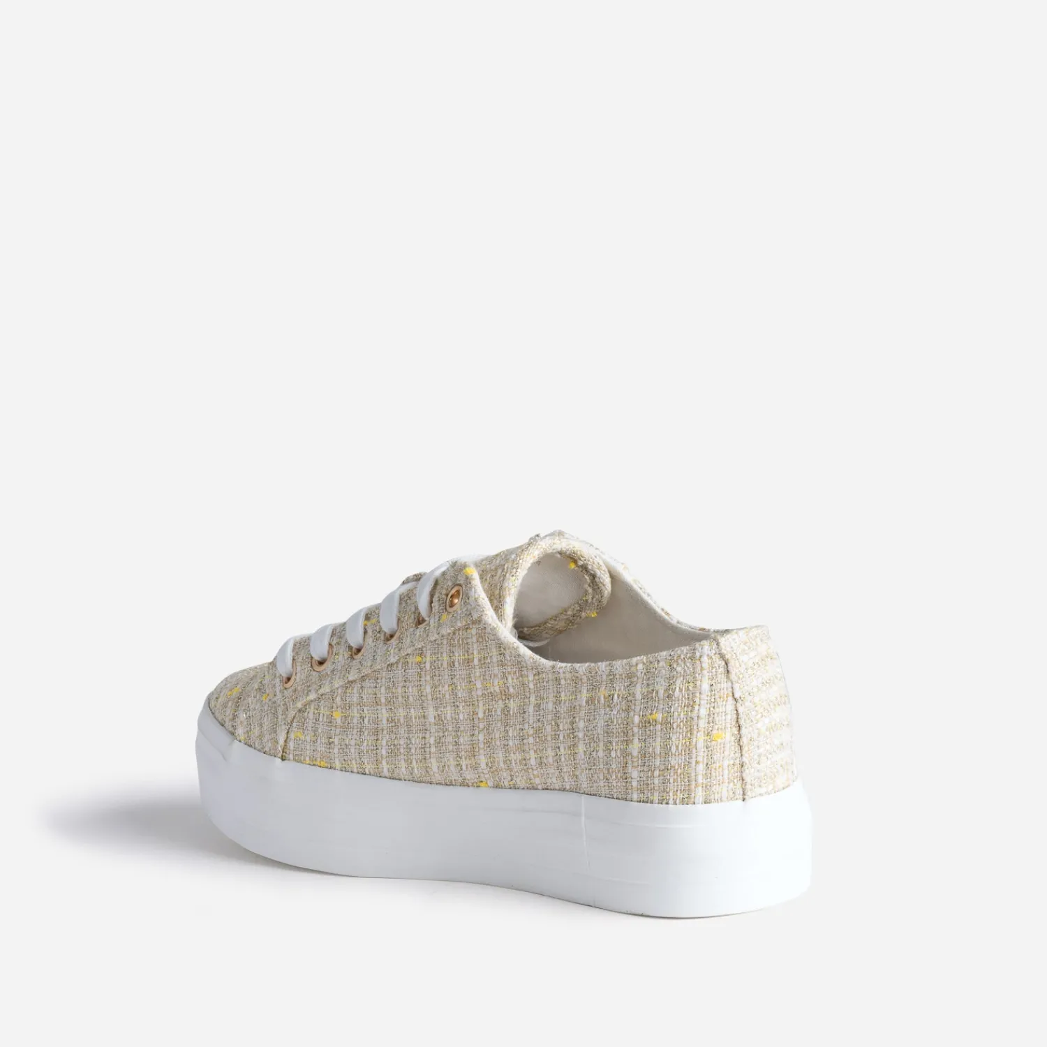 Texto Baskets^Tennis à plateforme effet tweed BEIGE