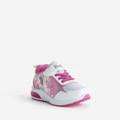 670 Baskets^Tennis BARBIE rose et pailleté semelle lumineuse BLANC