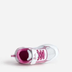 670 Baskets^Tennis BARBIE rose et pailleté semelle lumineuse BLANC