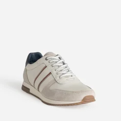 Eram Baskets/Tennis^Tennis beige clair et marron bi-matière BLANC