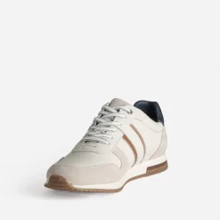 Eram Baskets/Tennis^Tennis beige clair et marron bi-matière BLANC