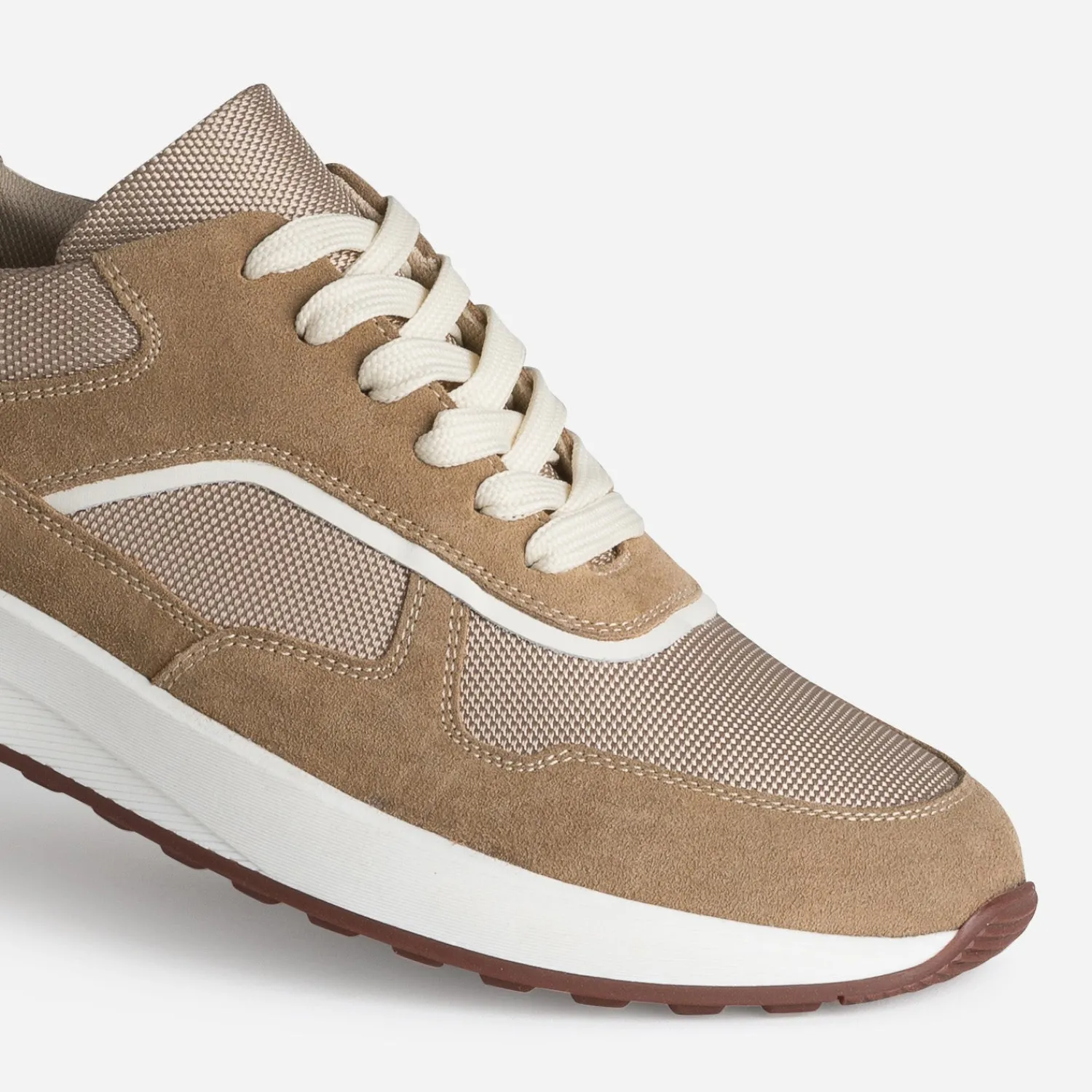 Eram Baskets/Tennis^Tennis beige cuir bi-matière CAMEL