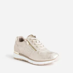 Eram Baskets^Tennis beige doré perforée ROSE