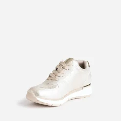 Eram Baskets^Tennis beige doré perforée ROSE