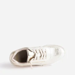 Eram Baskets^Tennis beige doré perforée ROSE