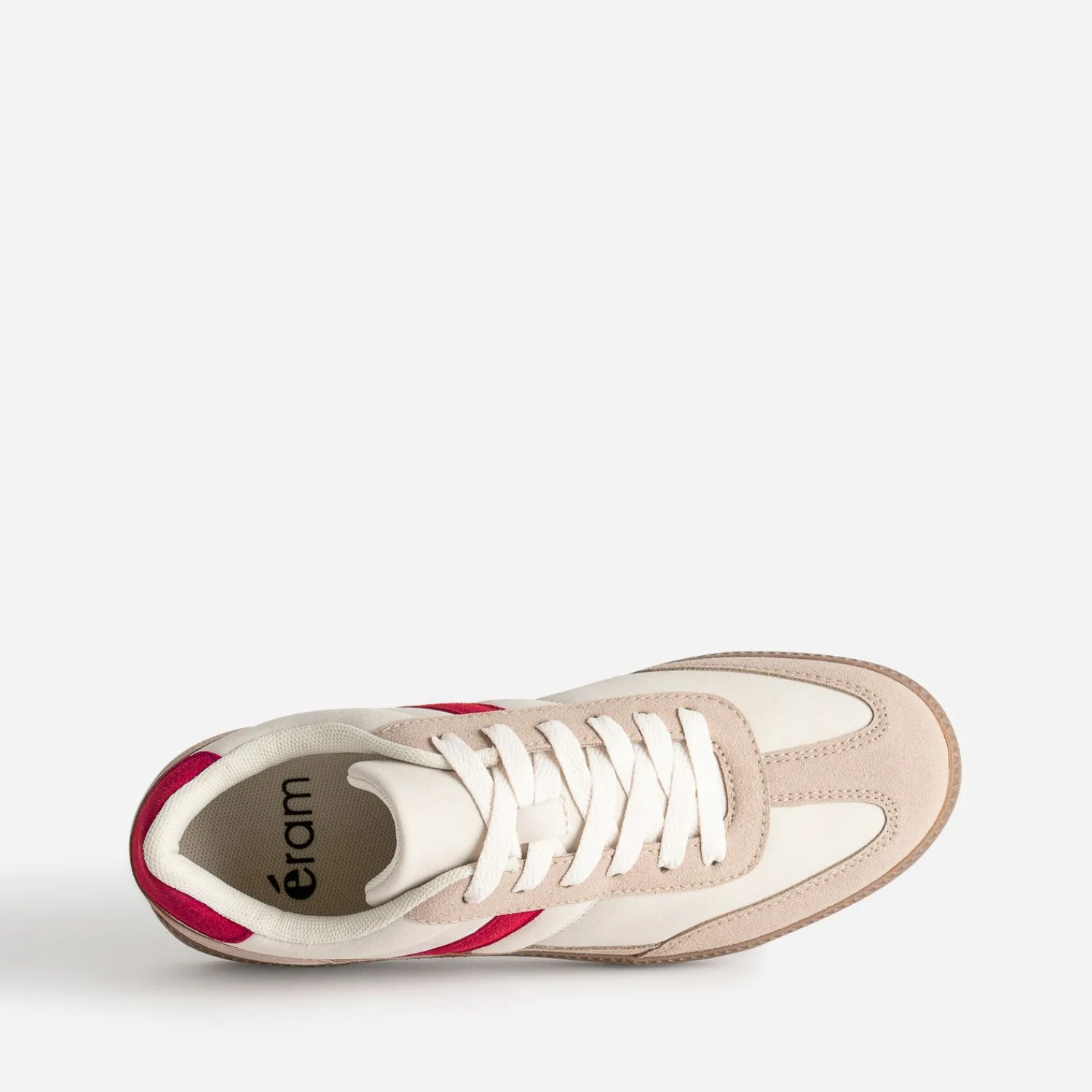 Eram Baskets^Tennis beige détails s ROUGE