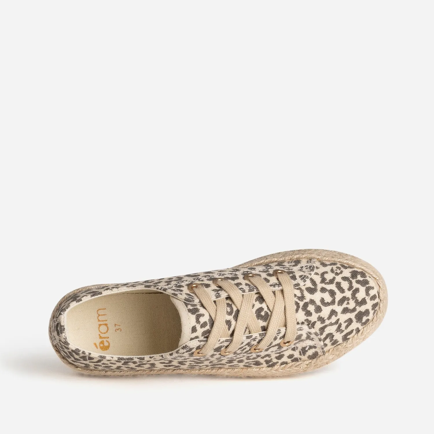 Eram Baskets^Tennis beige toile motif léopard MARRON