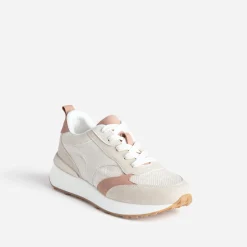 Eram Baskets^Tennis beige, vieux et taupe semelle amovible ROSE