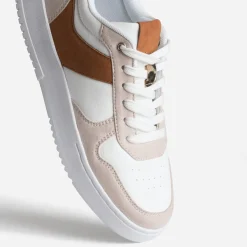 Texto Baskets^Tennis blanche, beige et motif léopard ORANGE