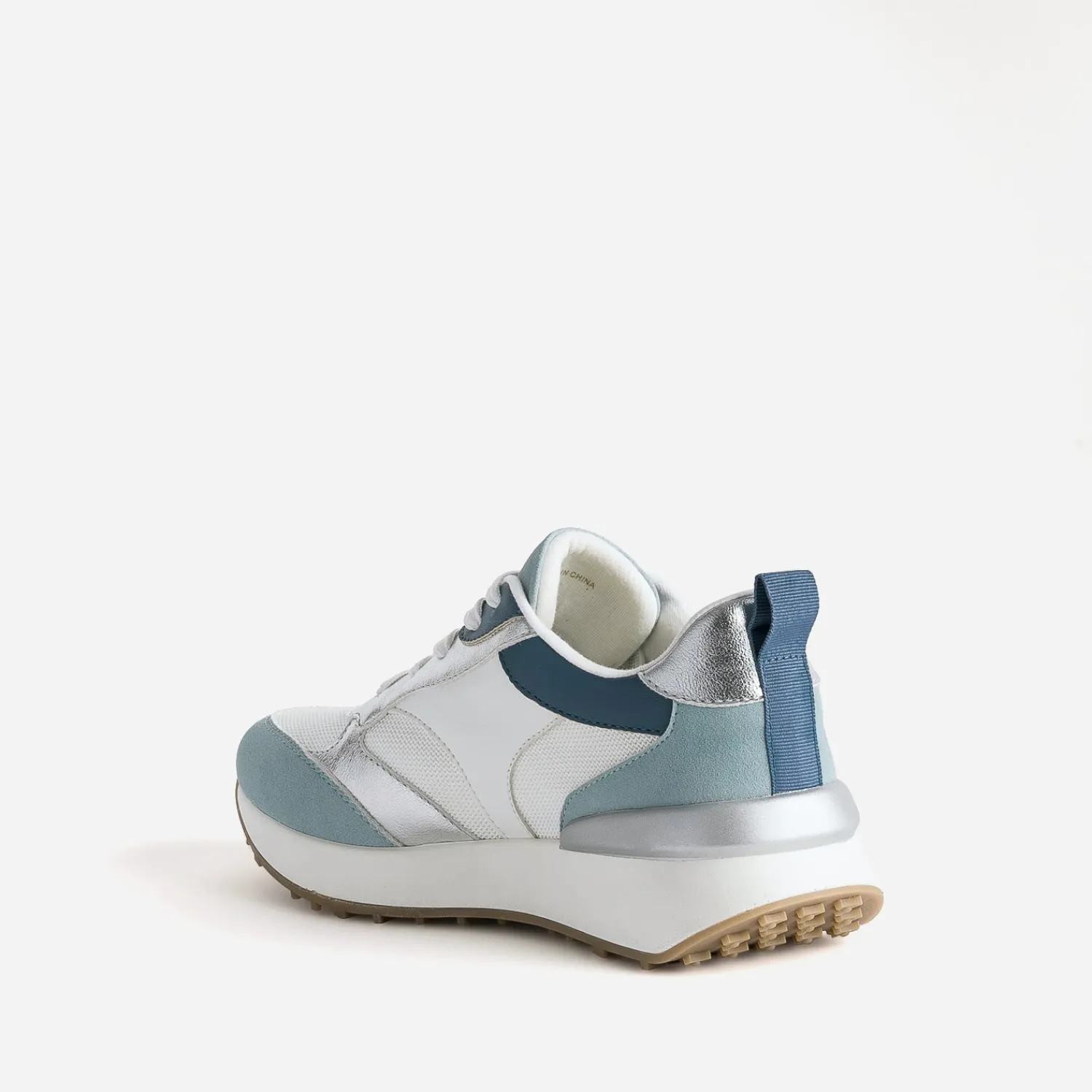 Eram Baskets^Tennis blanche, e et argent semelle amovible BLEU