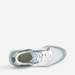 Eram Baskets^Tennis blanche, e et argent semelle amovible BLEU
