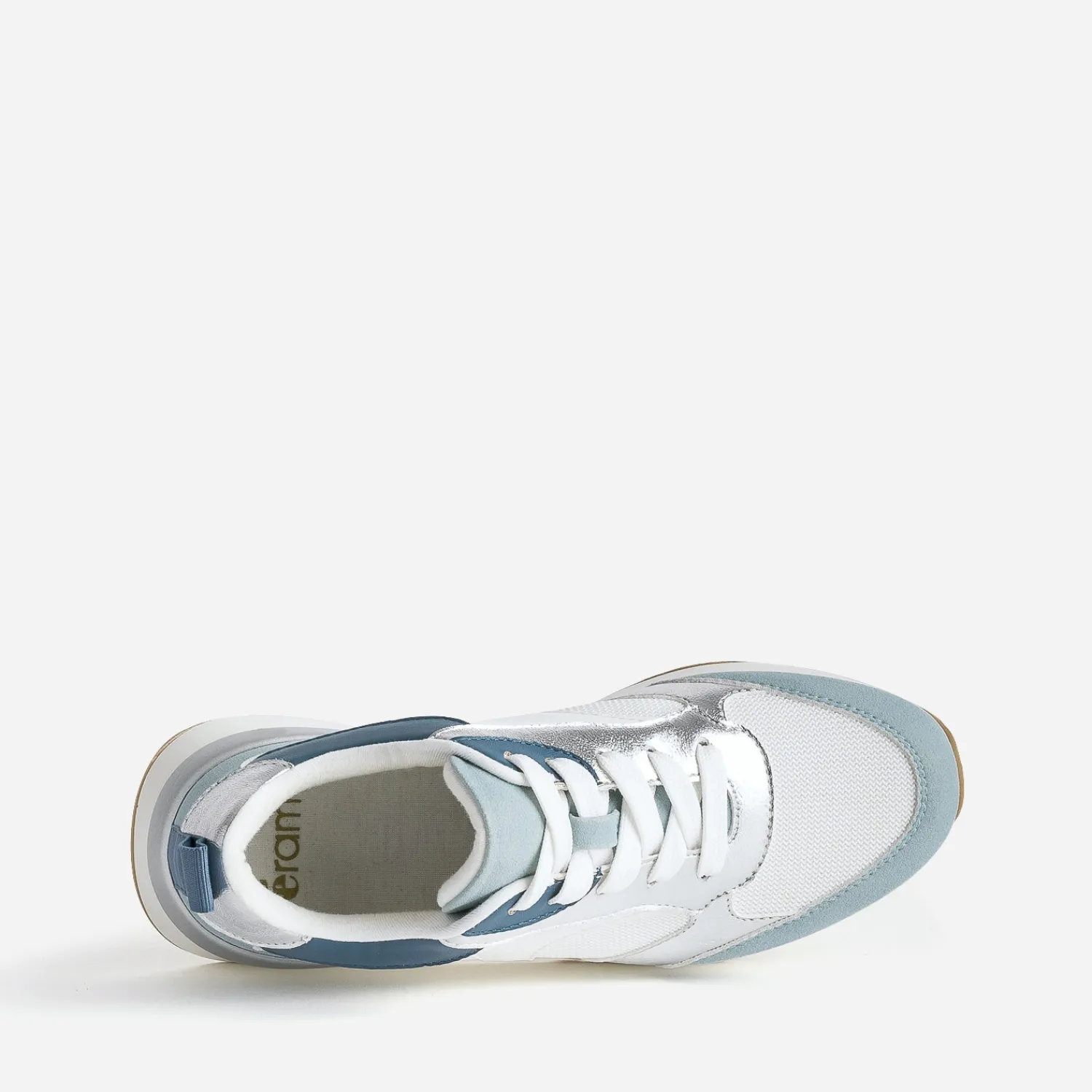 Eram Baskets^Tennis blanche, e et argent semelle amovible BLEU