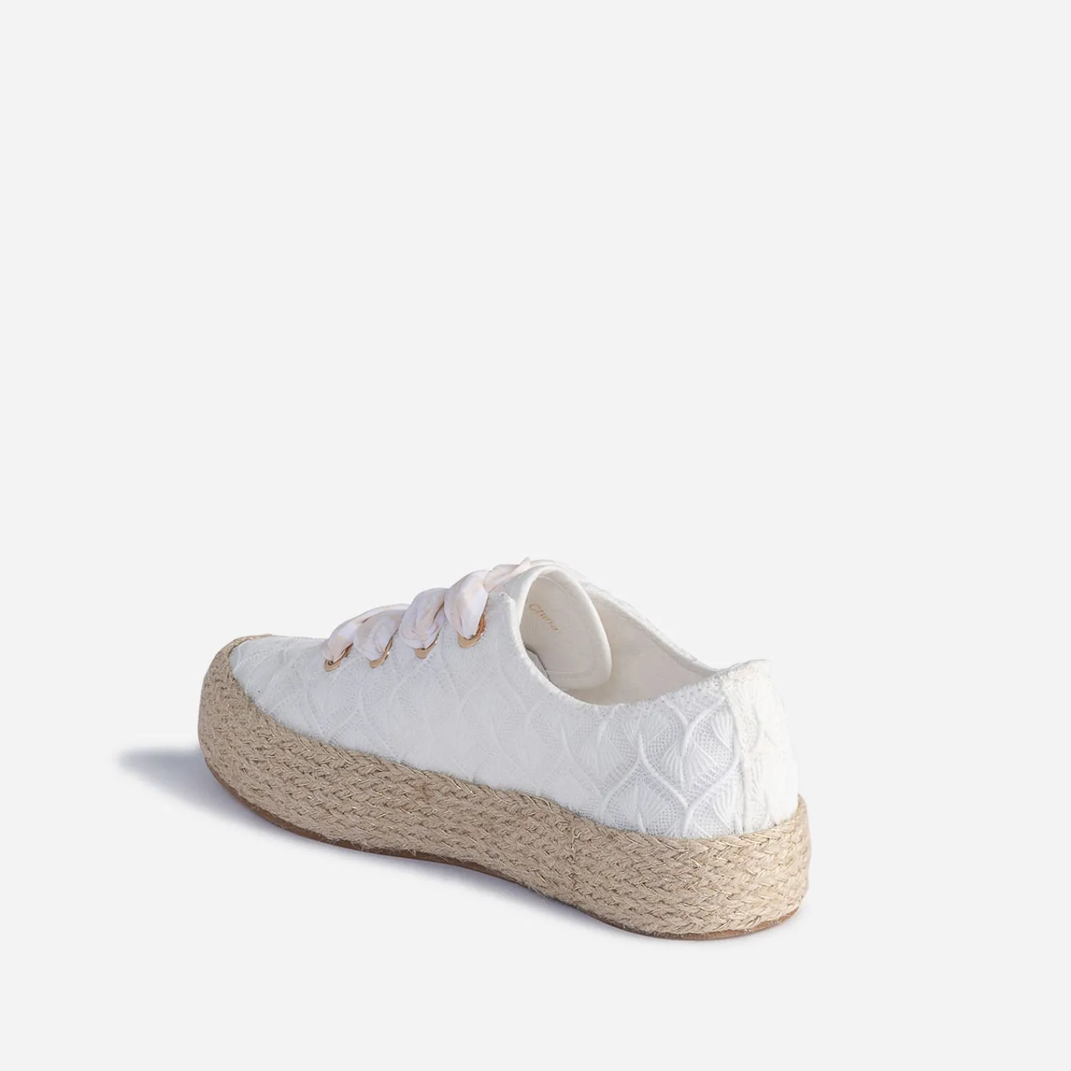 Eram Baskets^Tennis he brodée dentelle éco-conçue BLANC