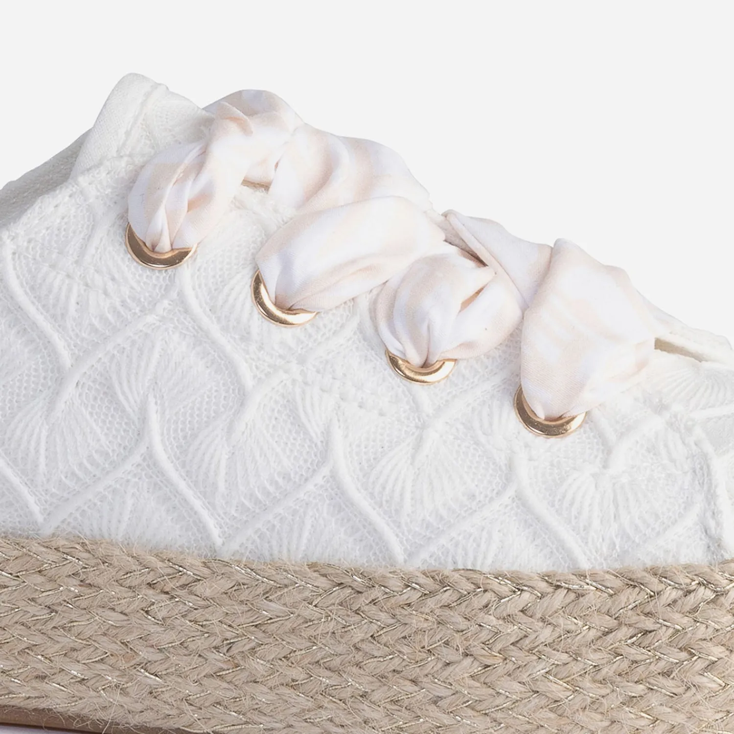 Eram Baskets^Tennis he brodée dentelle éco-conçue BLANC