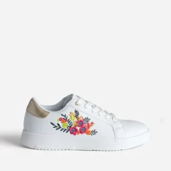 Eram Baskets^Tennis he brodée fleurs BLANC