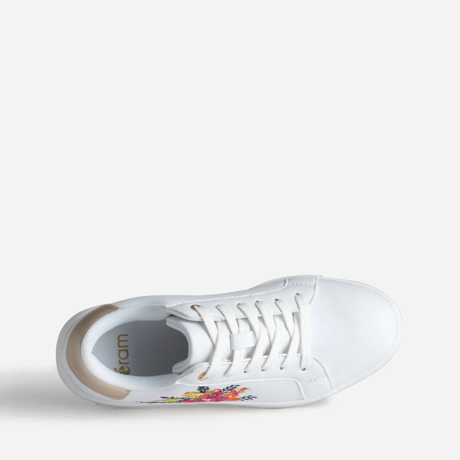 Eram Baskets^Tennis he brodée fleurs BLANC