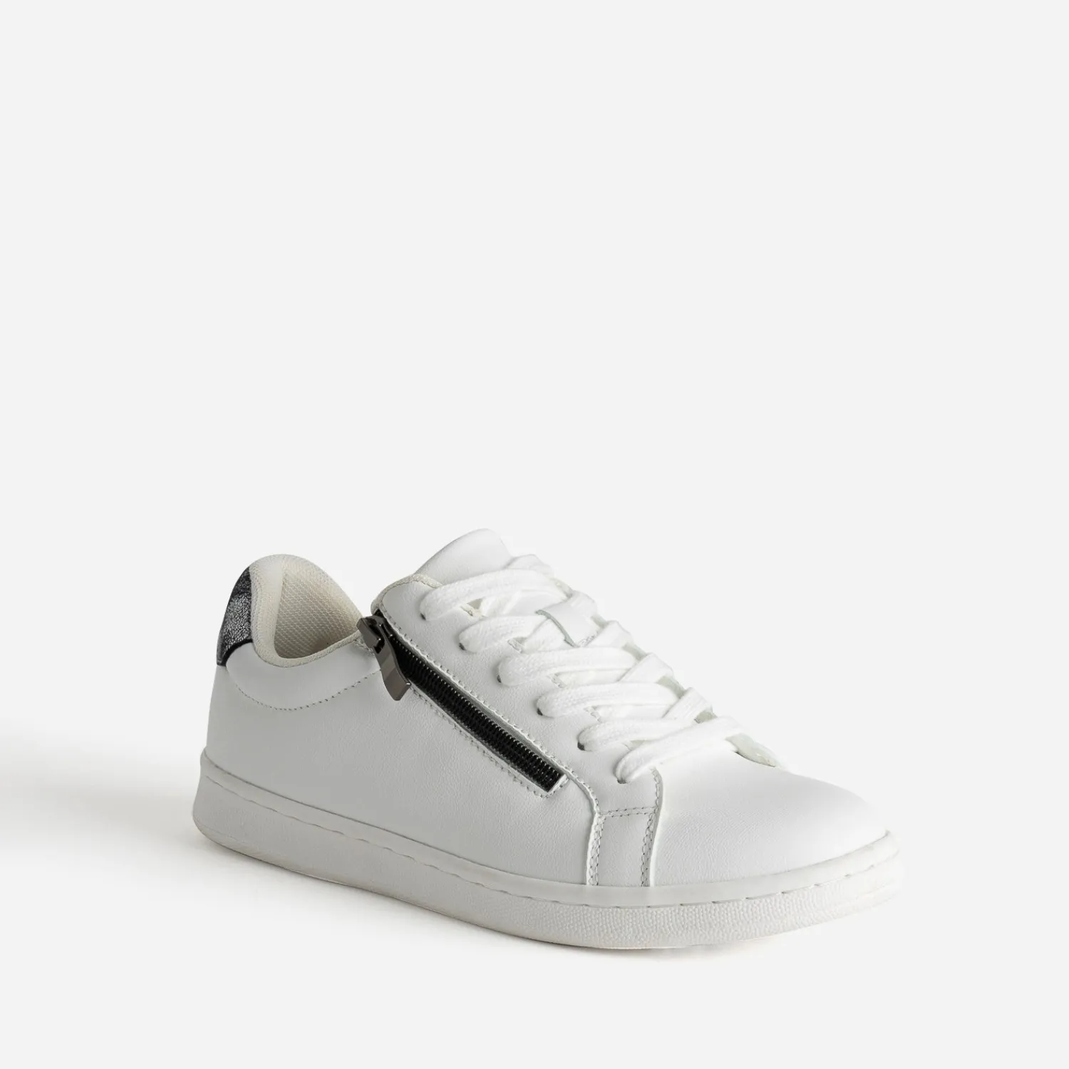 Eram Baskets^Tennis he contrefort marine irisé BLANC