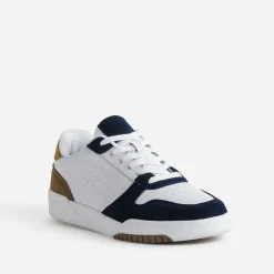 Eram Baskets/Tennis^Tennis he cuir découpes marine et beige BLANC