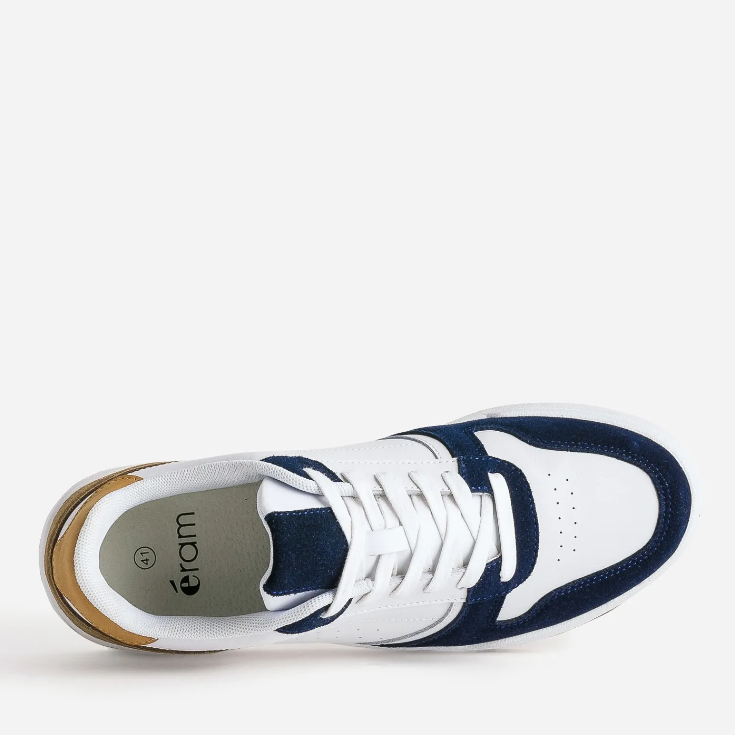 Eram Baskets/Tennis^Tennis he cuir découpes marine et beige BLANC