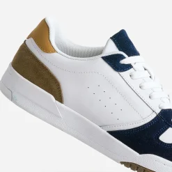 Eram Baskets/Tennis^Tennis he cuir découpes marine et beige BLANC