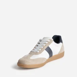 Eram Baskets/Tennis^Tennis he cuir détails beige et marine BLANC