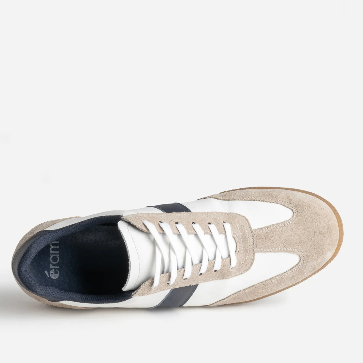 Eram Baskets/Tennis^Tennis he cuir détails beige et marine BLANC