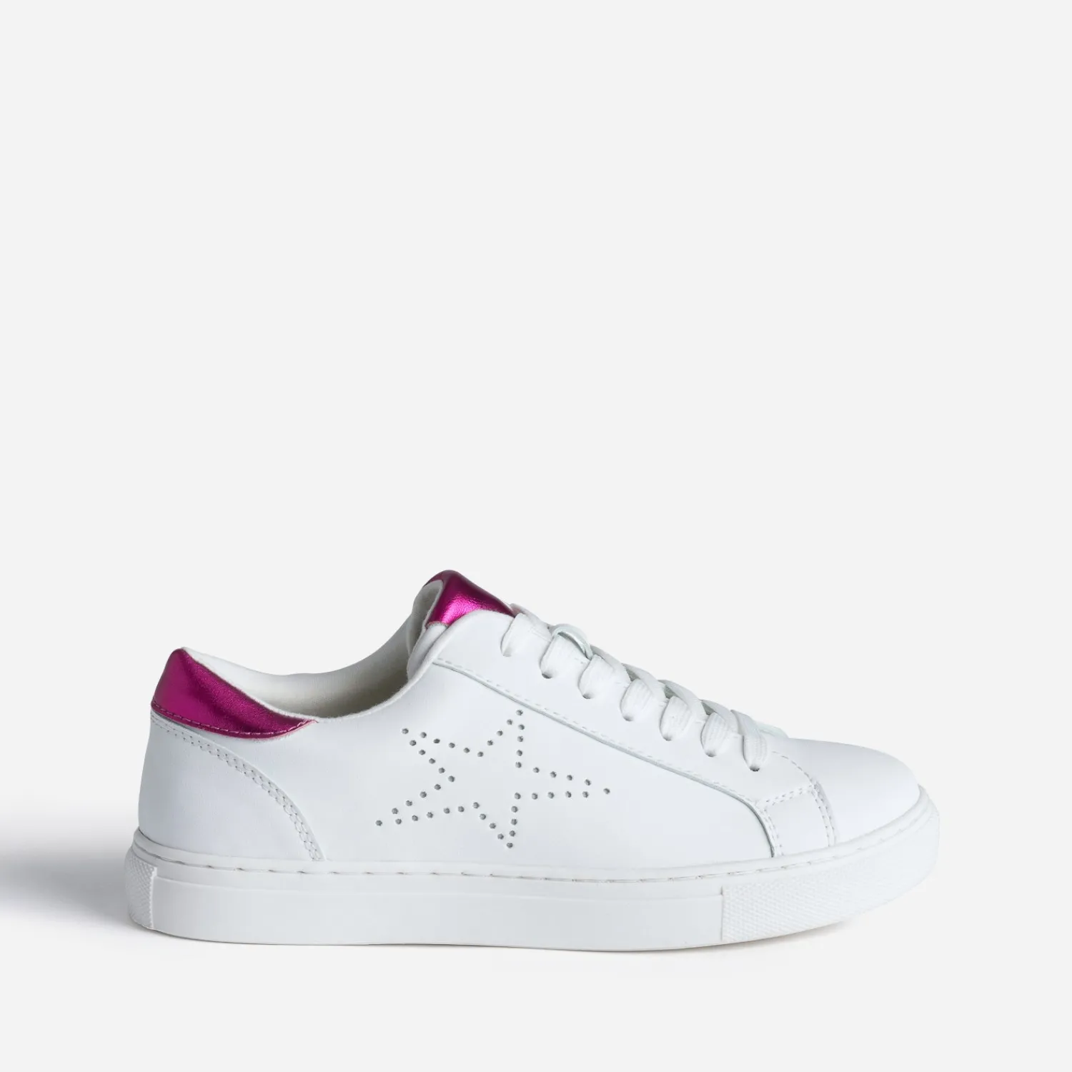 Eram Baskets^Tennis he détails fuchsia métallisé BLANC