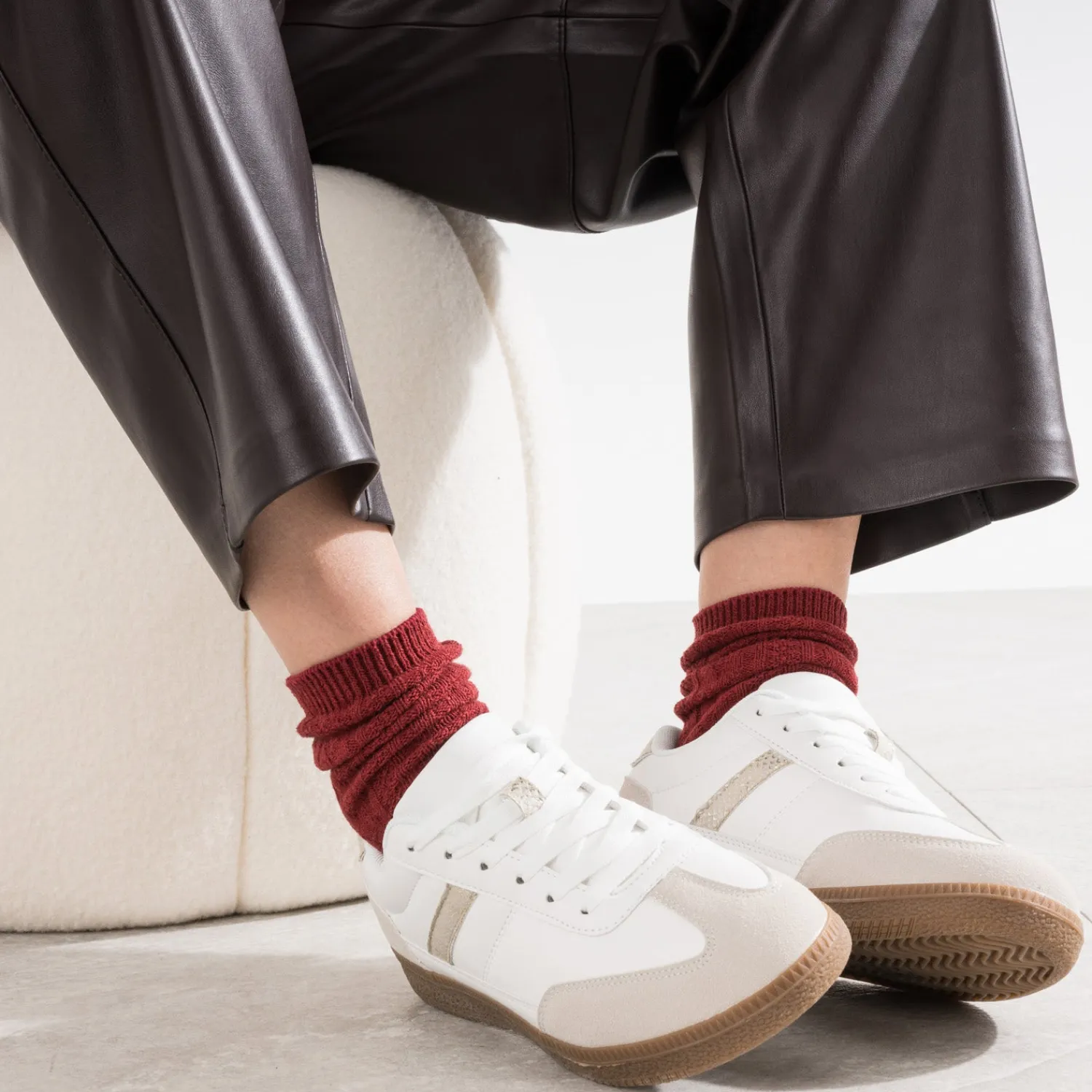 Eram Baskets^Tennis he et grise détails effet python BLANC