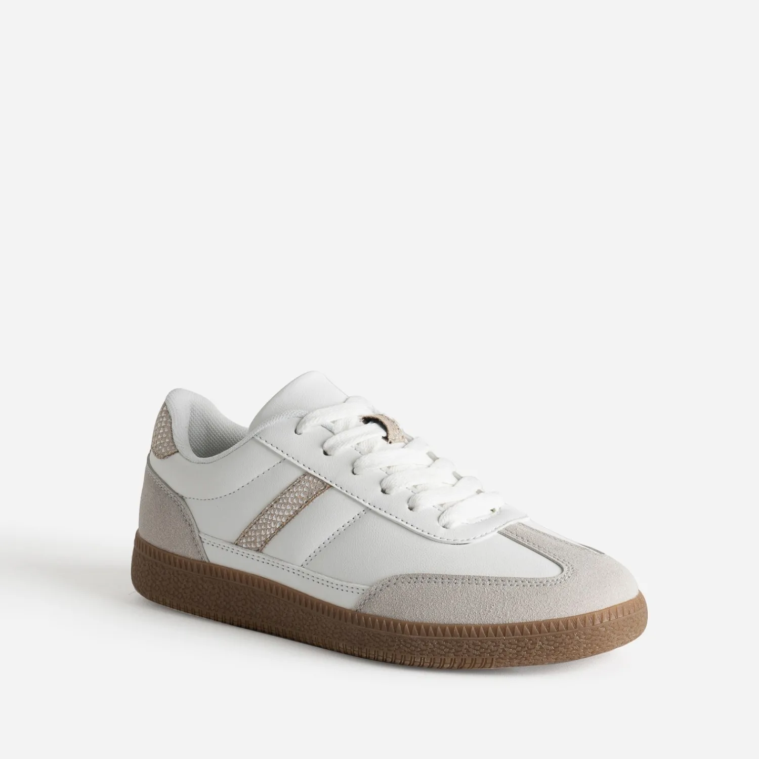 Eram Baskets^Tennis he et grise détails effet python BLANC