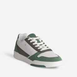 Eram Baskets/Tennis^Tennis he, grise et verte mix cuir BLANC