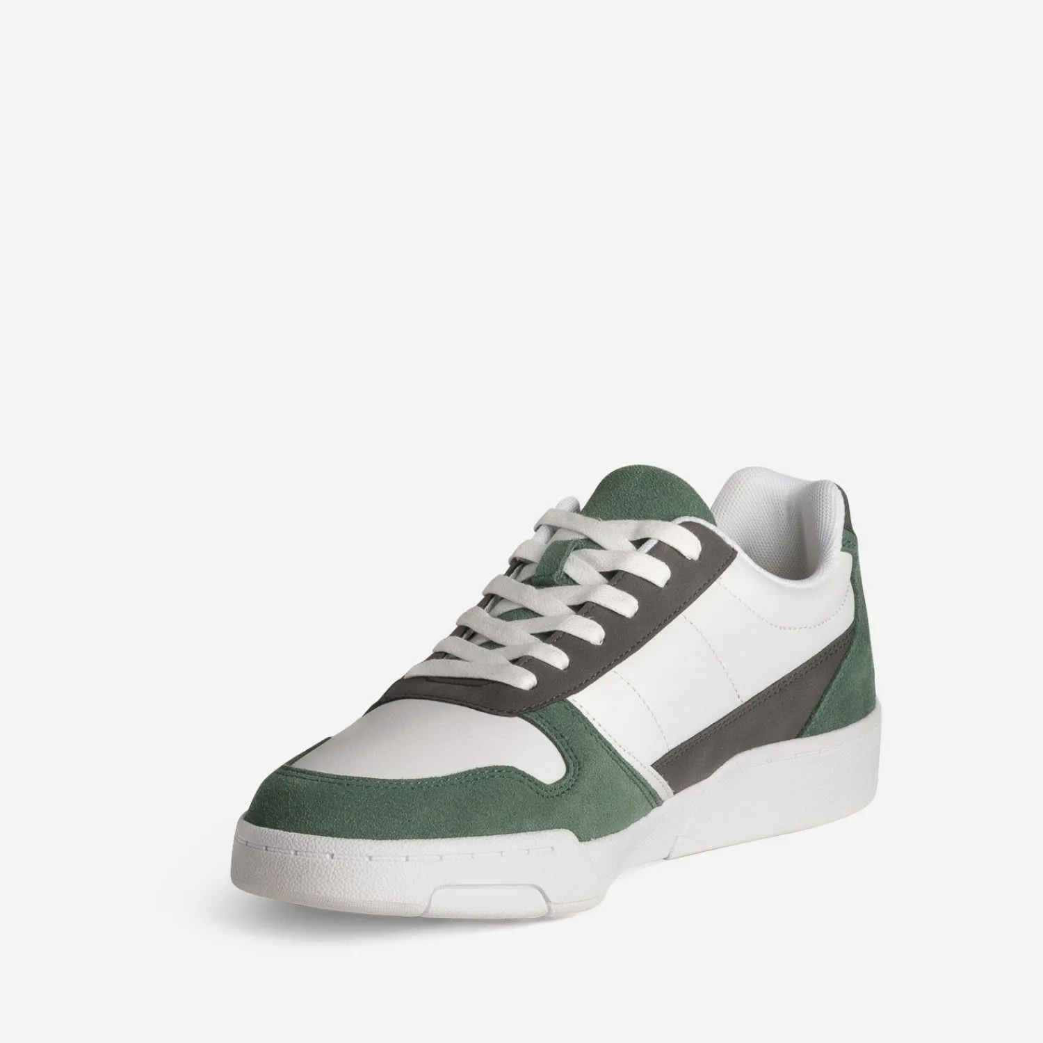 Eram Baskets/Tennis^Tennis he, grise et verte mix cuir BLANC