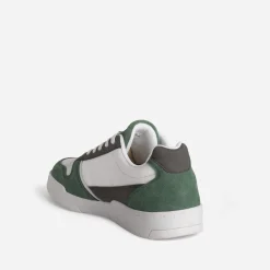 Eram Baskets/Tennis^Tennis he, grise et verte mix cuir BLANC