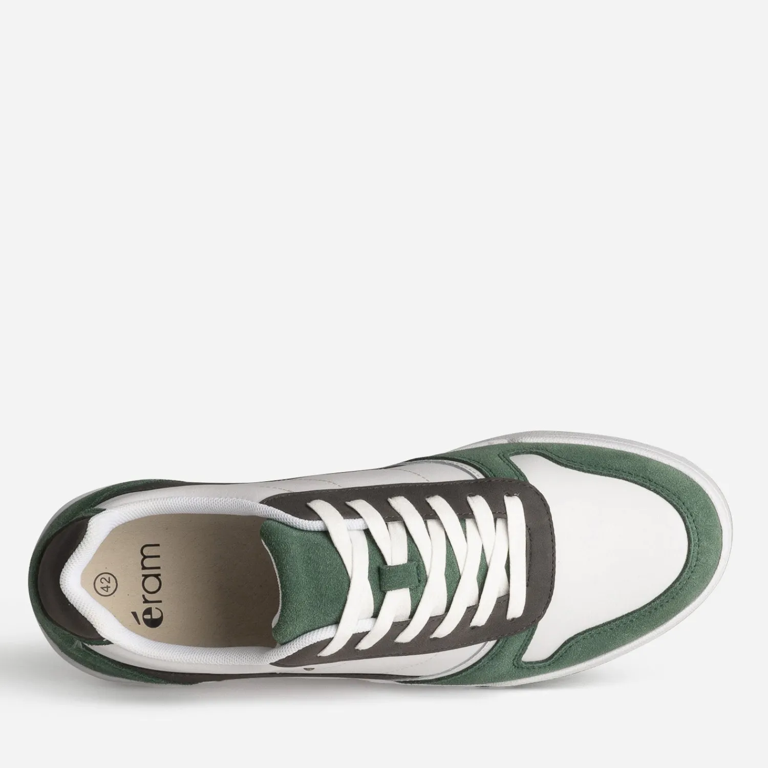 Eram Baskets/Tennis^Tennis he, grise et verte mix cuir BLANC