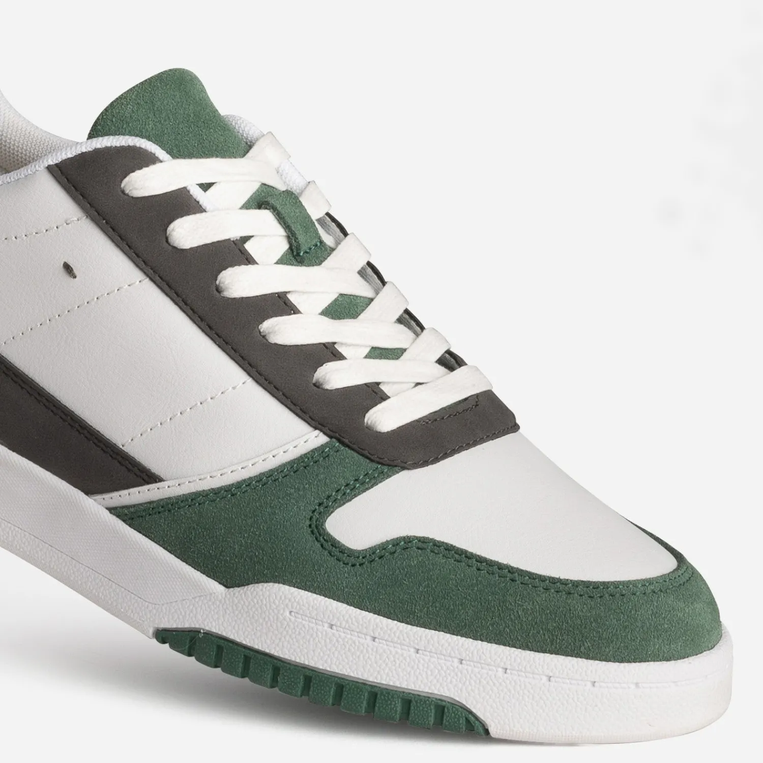 Eram Baskets/Tennis^Tennis he, grise et verte mix cuir BLANC