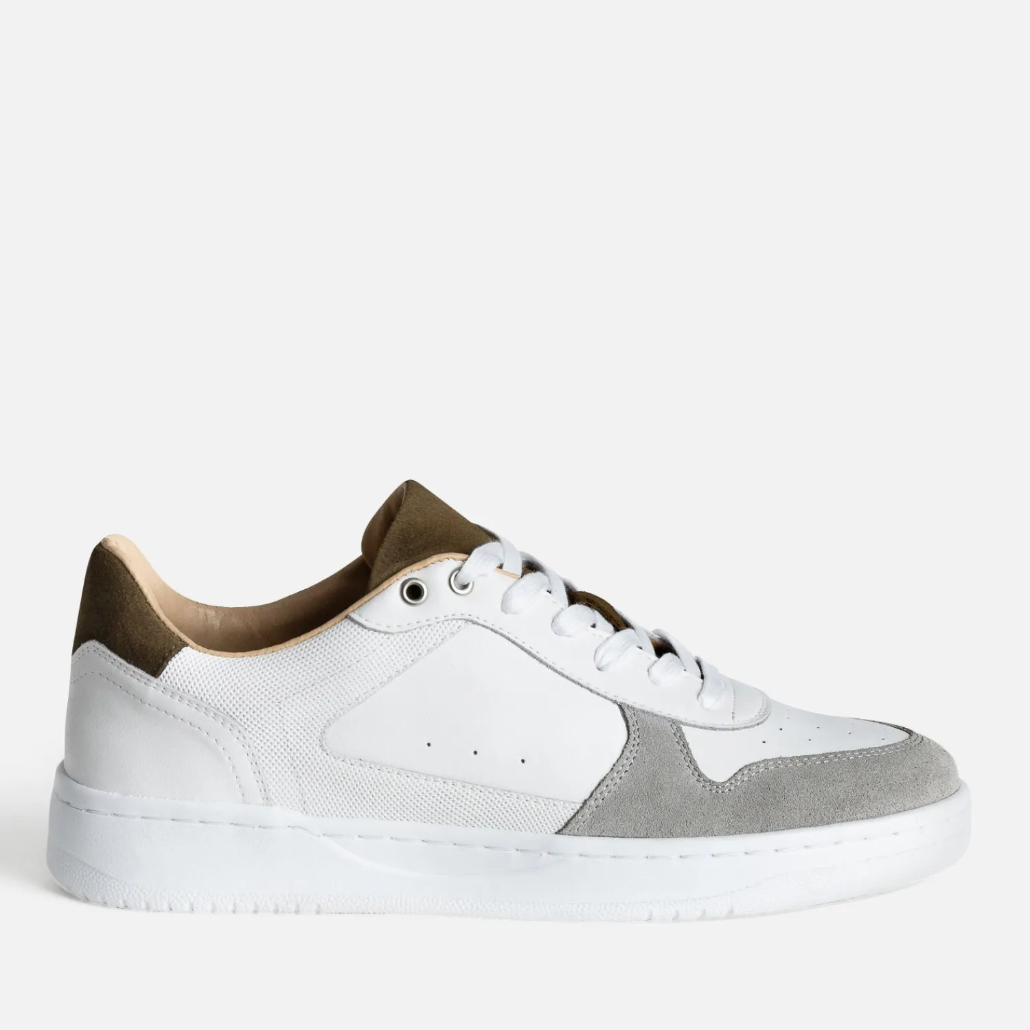 Eram Baskets/Tennis^Tennis he, grise, kaki cuir bi-matière BLANC