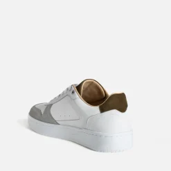 Eram Baskets/Tennis^Tennis he, grise, kaki cuir bi-matière BLANC