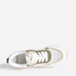 Eram Baskets^Tennis he, kaki, beige et or semelle amovible BLANC