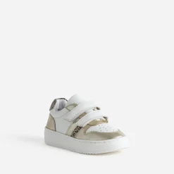Buggy Baskets^Tennis blanche, dée, motif léopard OR