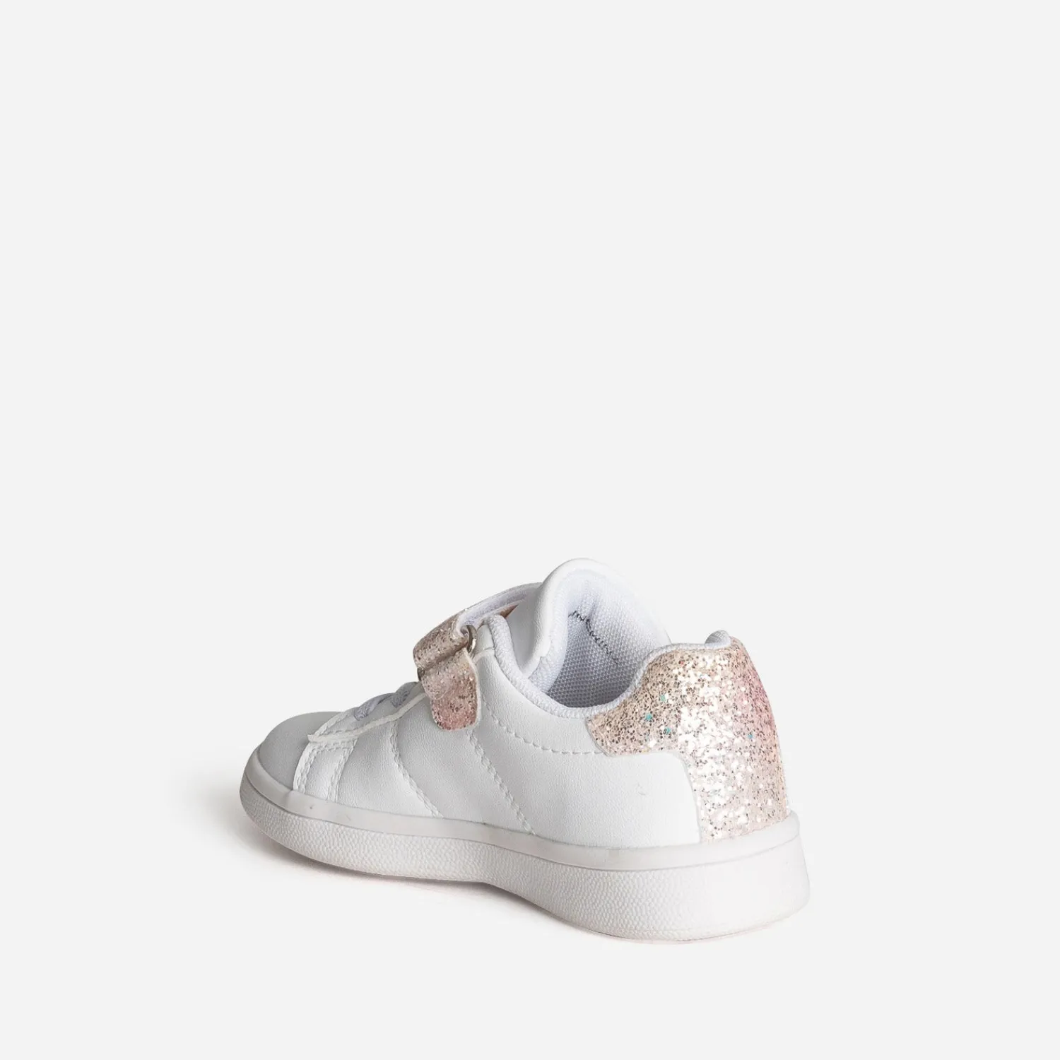 Buggy Baskets^Tennis he paillettes et broderie roses BLANC