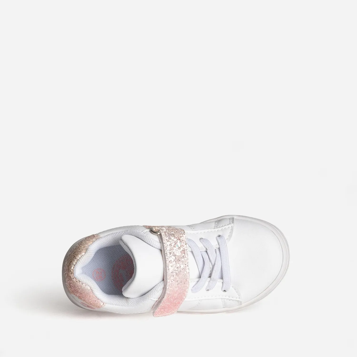 Buggy Baskets^Tennis he paillettes et broderie roses BLANC