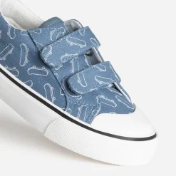 Buggy Baskets^Tennis e toile motif skates à scratchs BLEU