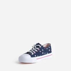 Buggy Baskets^Tennis toile motifs cœurs MARINE
