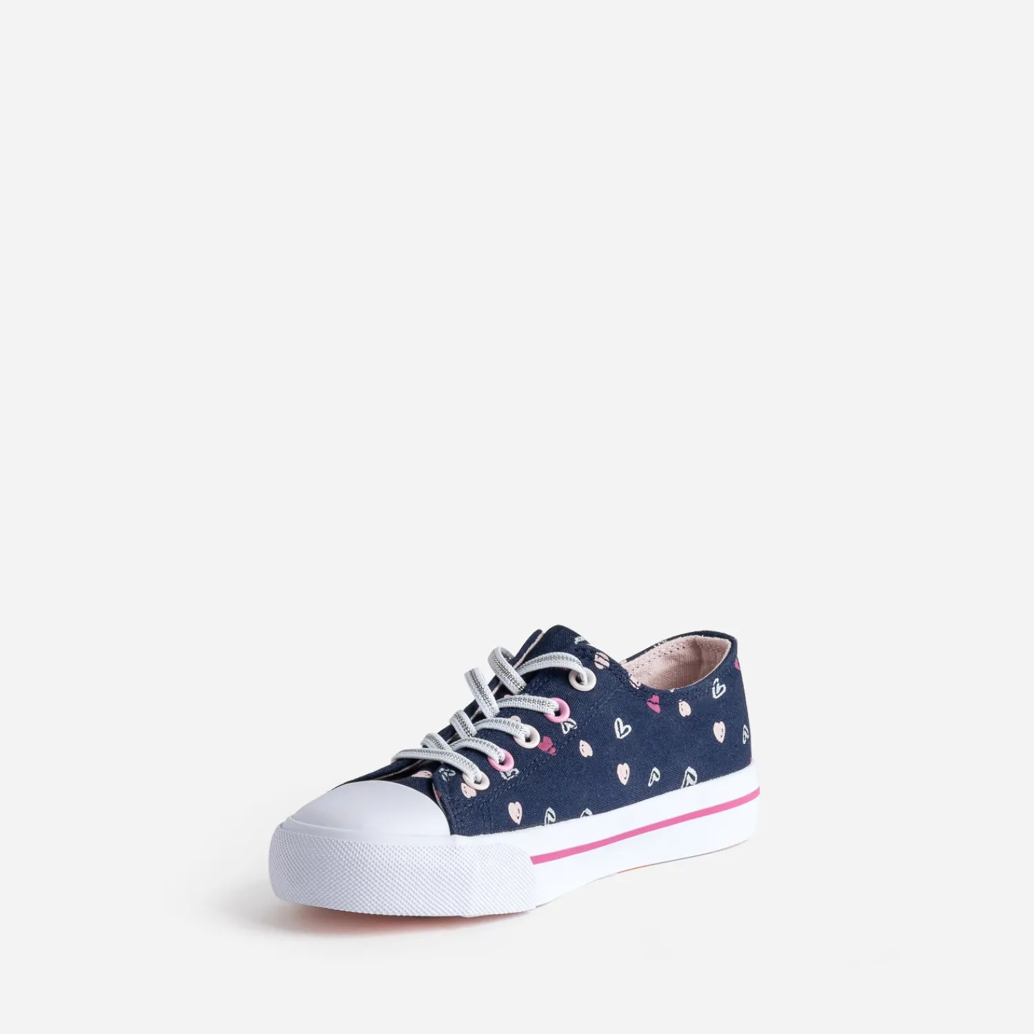 Buggy Baskets^Tennis toile motifs cœurs MARINE