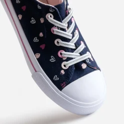 Buggy Baskets^Tennis toile motifs cœurs MARINE