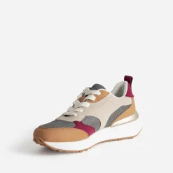 Eram Baskets^Tennis , bordeaux et beige semelle amovible CAMEL