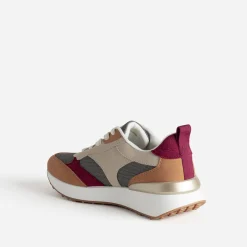 Eram Baskets^Tennis , bordeaux et beige semelle amovible CAMEL